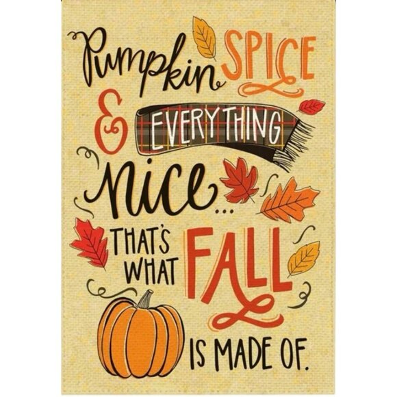 Pumpkin Spice Thanksgiving Garden Flag Holiday Party Banner Leaves Fall Decor - Picture 1 of 5